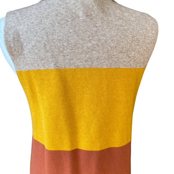 THML Color Block Longline Knit Open Cardigan Sleeveless Western Ranch Fall-L - Picture 9 of 14